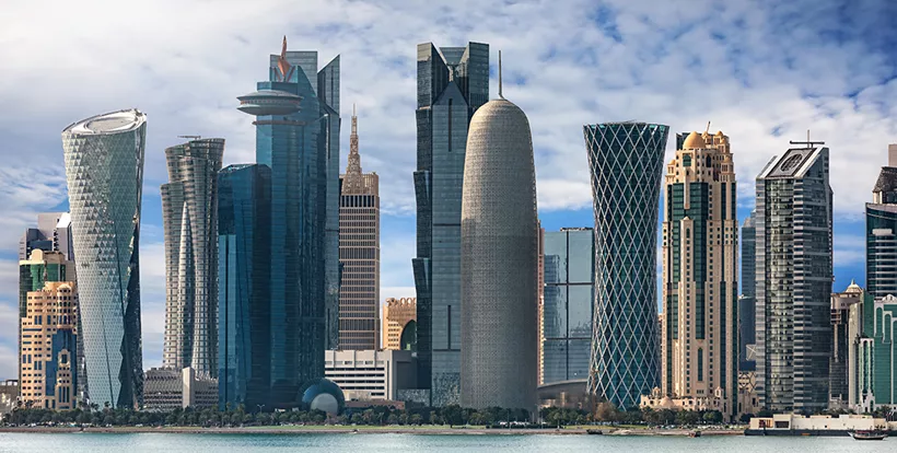 Panoramic view of West Bay, Doha.